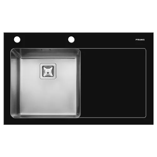 Pyramis Einbauspüle Crystalon 1B 1D schwarz links 109504330 von Pyramis