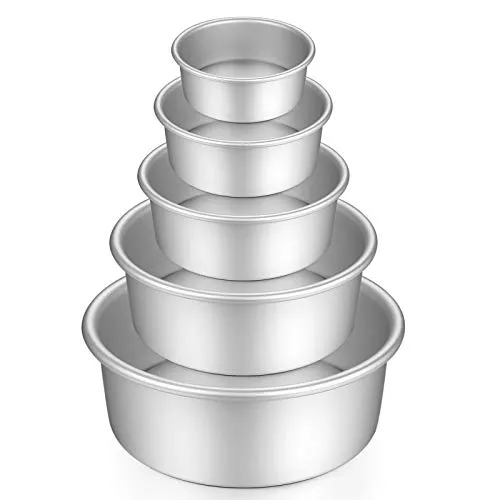 Gesentur Kuchenform Rund Backformen Set - 5 Größen mit Antihaftbeschichtung - Obstkuchen- & Tortenbodenformen, aus hochwertigem eloxiertem Aluminium mit abnehmbarem Boden für einfaches Entnehmen und müheloses Reinigen.