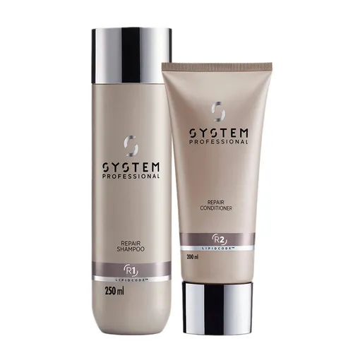 System Professional R1 R2 Repair Set 250ml Shampoo & 200ml Conditioner - Pflegeset für alle Haartypen, ideal zur Unterstützung der Haarstruktur. Enthält Shampoo und Conditioner für ein geschmeidiges und gesund aussehendes Haar.