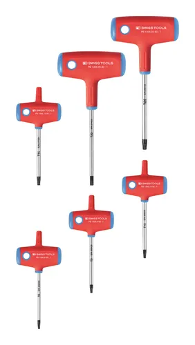 PB SWISS TOOLS 6-teiliges Torx Schraubendreher-Set mit Quergriff - T-Griff Schraubendreher mit ergonomischem Quergriff für optimale Handhabung und höchste Präzision, ideal für Profis und Heimwerker.