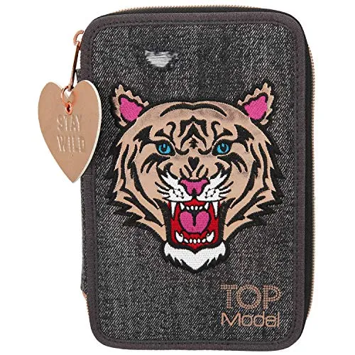 Produktbild Depesche 10917 Federtasche mit 3 Reißverschlüssen und Stiften von Lyra, TOPModel, Tiger Motiv, ca. 7,5 x 13 x 20 cm