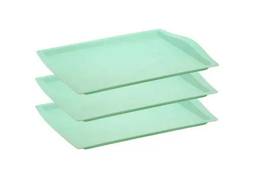 Engelland Tablett Serviertablett 3-tlg., BPA-frei, rechteckig, moderne Verzierung - Stylisches ENGELLAND Serviertablett-Set (3-tlg.) aus BPA-freiem Kunststoff in Pastellfarben. Ideal für Kantinen oder Frühstück im Bett. Praktische Trageaussparrungen und stapelbar für einfache Aufbewahrung. Spülmaschinenfest.