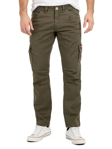 Rock Creek Herren Hose Stretch Cargo Basic Sommer Hose Regular Fit Lange Hose Stoff Hose Sommerhose Männerhose H-398 Dunkelgrün W34 L30