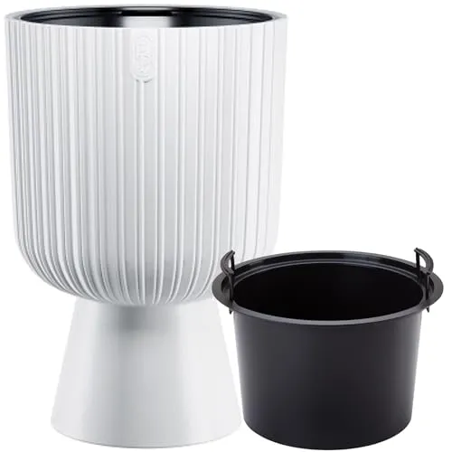 Keli Mika 40 Runder Blumentopf auf einem Bein – Weiß - Garten-Zubehör mit attraktivem Design und hochwertigem Kunststoff, ideal für Innen- und Außenbereich. Robuste Konstruktion, perfekt für die Präsentation Ihrer Pflanzen.