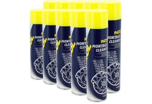 Mannol Bremsenreiniger Montage Cleaner 600 ml Typ 9672 (10x) - Effektiver Bremsenreiniger in 600 ml Sprühflasche, ideal zum rückstandsfreien Entfernen von Öl, Fett und Schmutz. Perfekt für Werkstatt und Garage, einfach in der Anwendung, trocknet schnell und hinterlässt keine Rückstände.