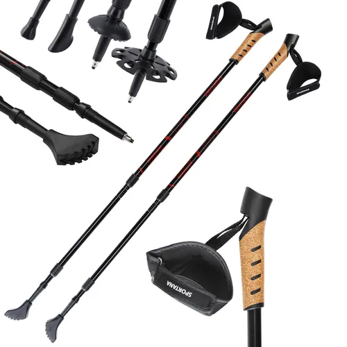 SPORTANA® Teleskop Wanderstöcke mit 5 Aufsätzen