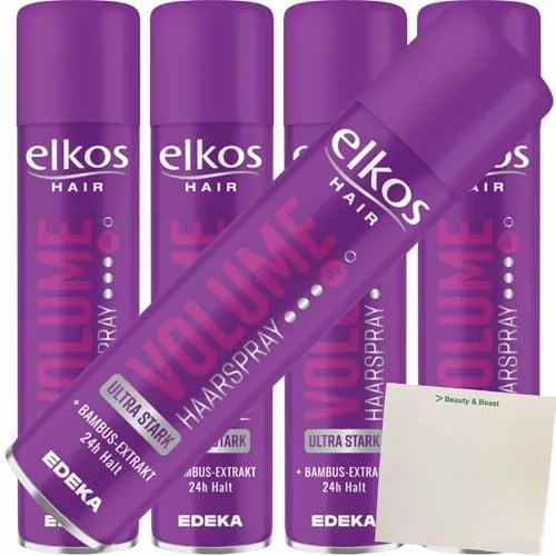 Elkos Haarspray Volume ultra stark 5er Pack (5x300ml) + usy Block