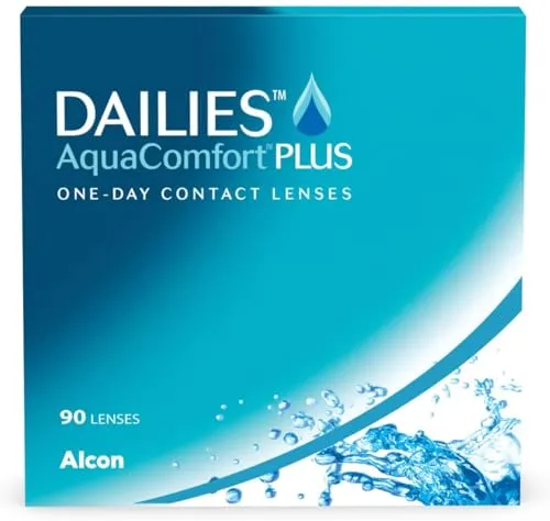 Dailies AquaComfort Plus Tageslinsen | 90 Stück | +07.50 Dioptrien - Kontaktlinsen für täglichen Tragekomfort und klare Sicht, ideal gegen saisonale Allergien durch tägliches Wechseln ohne Reinigung.