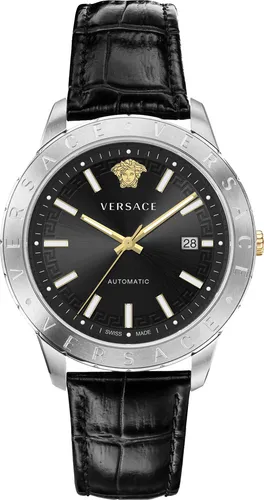 Versace Univers Herren Armbanduhr - Elegante Herren Armbanduhr mit 43 mm Edelstahlgehäuse, Saphirglas und 5 ATM wasserdicht. Ideal für modebewusste Männer, die Funktionalität und Stil schätzen.