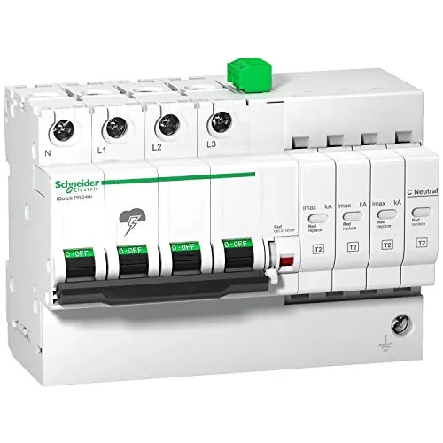 Schneider Electric Überspannungsableiter T2/3 A9L16300 - Steckdosen- & Schalterteile, schützt Ihre Elektroinstallation zuverlässig mit einem maximalen Ableitstoßstrom von 8 kA und integriertem Kurzschlussschutz.