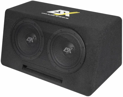 ESX DBX Dual Bassreflex Auto Doppel Subwoofer DBX-208Q 2x20 cm 800 Watt - Car-HiFi-Lautsprecher mit 400 W Sinusleistung, ideal für kraftvollen Bass in Ihrem Fahrzeug, passiv mit Gehäuse und Doppelschwingspule für optimale Klangqualität.