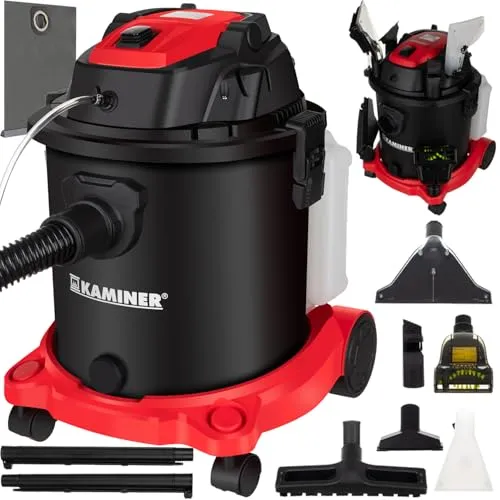 KAMINER 3-in-1 Nass- / Trockensauger mit Blasfunktion - Nass- & Trockensauger mit HEPA-Filter, ideal für gründliche Reinigung und Allergikerfreundlichkeit - inklusive 6 vielseitiger Düsen für jeden Bedarf.