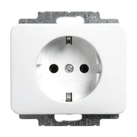 Steckdosen-Einsatz Schutzkontakt mit Steckanschluss 2-polig alpha Studioweiss hochglanz weiß (glänzend), Retail