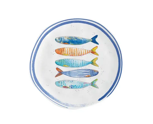EasyLife Kuchenteller Bord de Mer, Spülmaschinengeeignet, Weiß, Motiv: Fische