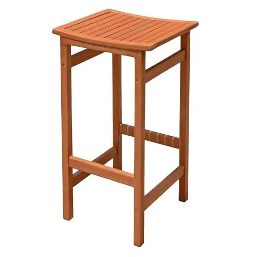 Eukalyptus Garten Barhocker - FSC Massivholz, 75 cm hoch, bis 100 kg belastbar - Bistrosets für die Terrasse, rustikaler und stabiler Barhocker aus Eukalyptusholz, ideal für den Außenbereich mit einer Sitzhöhe von 75 cm.