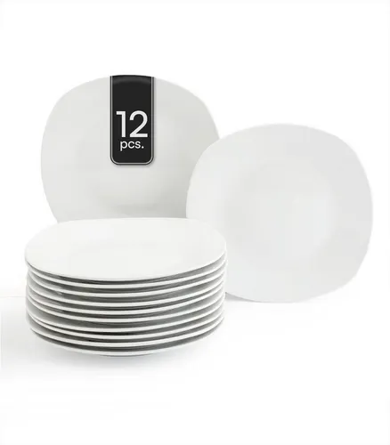 Home4You Dessertteller Weiß, 12er Set aus Porzellan in weiß von home4you