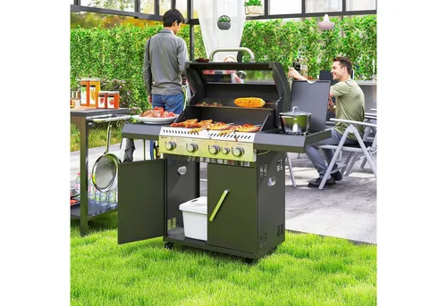 Outsunny Gasgrill 12 KW Grillwagen mit 5 Brennern