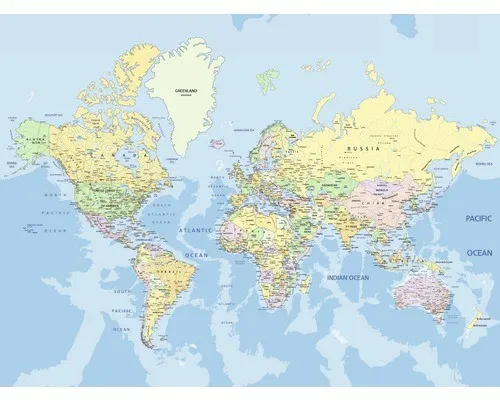 papermoon Vlies-Fototapete World Map 350 x 260 cm von Paper Moon