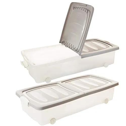 Centi Aufbewahrungsbox Unterbettbox mit Rollen, 2er-Set