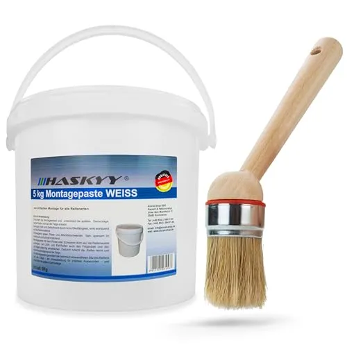 Reifenmontagepaste Reifenmontierpaste 5KG WEISS mit Pinsel Montagepaste Montagewax Reifenmontagewax Reifen