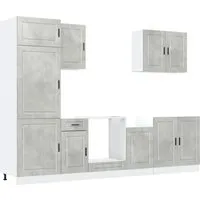 vidaXL 7-tlg. Küchenschrank-Set Porto Betongrau - Moderne Küchenzeile aus langlebigem Holzwerkstoff, bietet optimalen Stauraum und verstellbare Füße für individuelle Anpassung. Ideal für eine stilvolle und funktionale Küche!