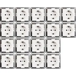 MC POWER FLAIR Steckdosen 18er Pack - 18 Unterputz Steckdosen im zeitlosen Design, ideal zur Auffrischung von Wohnräumen. Perfekt für Küche, Wohnzimmer und mehr. BxHxT: 80 mm x 80 mm x 40 mm, für Hohlwanddosen geeignet.