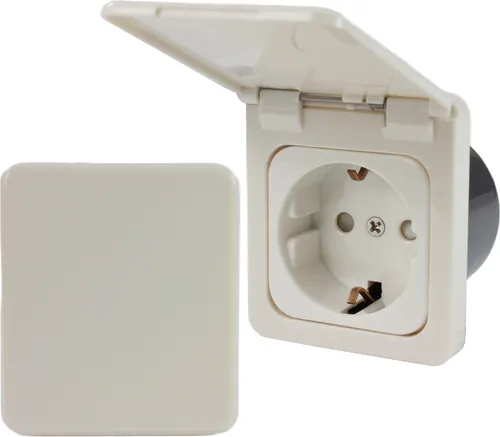 C-Line Presto Inprojal CBE Steckdose Schuko + Klappdeckel + Isodose 220 / 230 Volt weiß