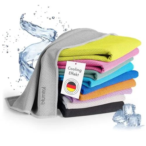 Blumtal Kühlhandtuch - kühlendes Handtuch als Sporthandtuch - Mikrofaserhandtuch mit Kühlfunktion - Fitness Handtuch 100x30 cm - Kühltuch Cool Towel mit Tasche - Fitnesshandtuch - Fitness Zubehör Grau
