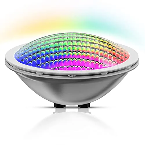 LyLmLe LED Poolbeleuchtung PAR56 30W Poollampe LED Unterwasser RGB Farbwechsel Mehrfarbig, 316L Edelstahl, IP68 Wasserdicht Poolscheinwerfer, ON/OFF-Schalter,12V AC(Keine Fernsteuerung)