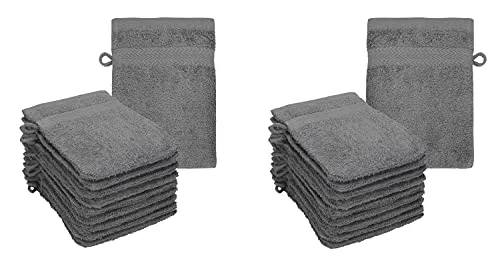 Betz 20 Stück Waschhandschuhe Waschlappen Premium Größe 16x21 cm 100% Baumwolle Farbe anthrazit
