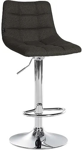 CLP Barhocker Jerry Stoff - Höhenverstellbarer Drehstuhl für Küche und Lounge - Barhocker mit gepolsterter Rückenlehne, 360° drehbar und höhenverstellbar für optimalen Komfort. Ideal für stilvolle Einrichtungen in Bar, Wohnzimmer oder Esszimmer.