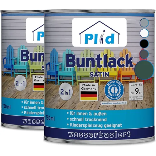 Moosgrün Buntlack 1,5L - Schnelltrocknender Acryllack für Holz und Metall - Lacke, ideal für kreative Projekte! Schnelltrocknend, deckt ca. 18m² und sorgt für ein seidenmattes Finish. Perfekt für Türen und Möbel.