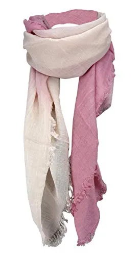 TigerTie Halstuch - Farbverlauf rosa zartrosa beige mit Fransen - Größe 100 x 100 cm