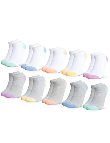 Occulto Mädchen & Jungen Sneaker Socken 10er Pack (Modell: Piccolo) 27-30 Weiß Grau
