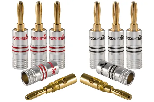 Poppstar 8x High End Bananenstecker Bananas für Lautsprecherkabel bis 6 mm²