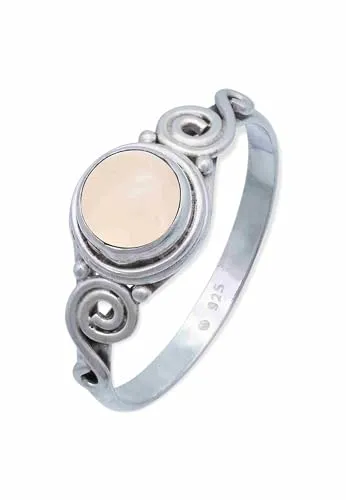 mantraroma Ring Silber Damen Rosenquarz Edelstein rosa ausgefallen verspielt