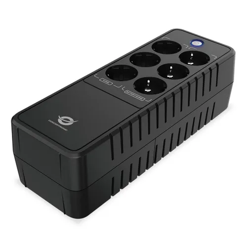 ZEUS05E - Office USV 650VA/360W - USV für zuverlässige Stromversorgung mit 360 Watt und 6 Ausgangsanschlüssen, ideal für Büros und kritische Geräte.