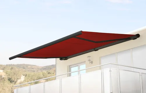 Elektrische Kassettenmarkise T124 5x3m in rot von Mendler