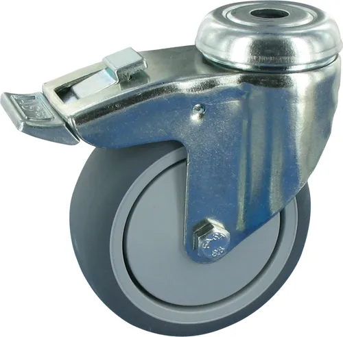 Apparaterollen Lenkrolle mit Feststeller Ø100mm TPE Gummi Rückenloch