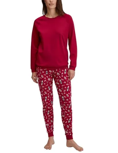 CALIDA Family & Friends Bündchen-Pyjama Damen - Schlafanzüge für Damen aus wärmender Baumwolle, mit weichen Bündchen für hohen Tragekomfort und natürliche Temperaturregulierung.
