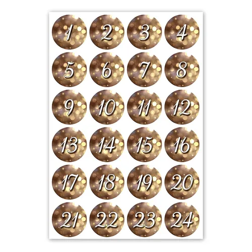 Adventskalender-Sticker | dv_050 24 Aufkleber rund Ø 4 cm Weihnachtsaufkleber