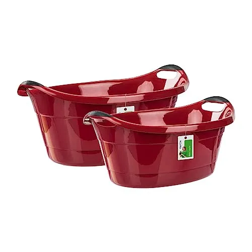 Oval Wäscheschüssel SET Universal-Schüssel – 40L + 25L in rot von Pafen