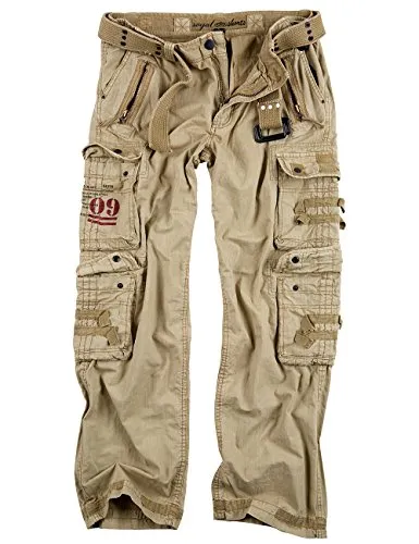 Surplus Royal Traveler Hose 5XL, beige für Männer - Motorradhosen mit integriertem Hosengürtel, hohem Tragekomfort und 10 praktischen Taschen für optimale Funktionalität.