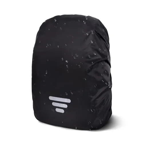 Moorle Regenschutz für Rucksack, wasserdichte Rucksack mit Reflexstreifen, 18-25L Regenhülle Schulranzen, Reflektor Rucksacküberzug Schwarz für Wandern, Camping, Reisen, Radfahren