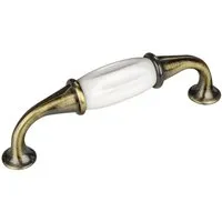 SOTECH Porzellangriff JOHANNA BA 96 mm Antik Messing Weiß in gold von SO-TECH