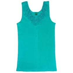 Toker Collection® Achselhemd Damen Unterhemd mit extra breiter Spitze (1 Stück, einzeln gepackt) Spitze in vielen Varianten grün 56/58