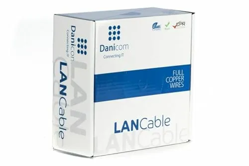 Danicom CAT5E UTP 100m Außenkabel - Ideal für Outdoor-Einsatz - Cat-5e-Ethernetkabel für Gigabit-Netzwerke mit 1000 Mbit/s Übertragungsgeschwindigkeit, perfekt für den Anschluss von Routern, Switches und mehr.