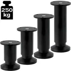 ID Dinkel 4er SET Möbelfüße Schwarz Matt 12 cm - Zubehör für Möbel, massive Befestigungsplatte und bodenschonend, belastbar bis 250 kg – ideal für Sofa und Bett.