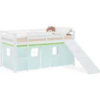 Homestyle4u Hochbett in Grün und Weiß, 90x200 cm - Farbenfrohes Hochbett für Kinderzimmer mit sicherem Schlafplatz und seitlicher Rutsche. Aus stabilem Kiefernholz, erfüllt höchste Sicherheitsstandards und bietet Platz für Spiel und Spaß.