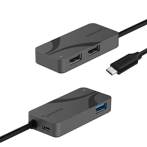 SABRENT USB C 3 Port Hub mit USB PD 3.0, 5 GBit/s 1 USB A Port, 480 MBit/s 2 USB-A-Ports, 5 GBit/s 1 USB-C-Port & 100W Power Delivery für Laptops, Steam Deck, ROG Ally, Tablets, Smartphones (HB-C4WP)